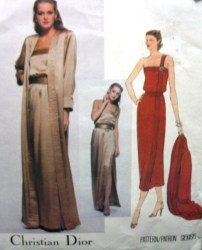 2127 VOGUE CHRISTIAN DIOR 1 SHOULDER DRESS LENGTHS, COAT LENGTHS, BELT  TRAPUNTO PATTERN  8,12 choice
